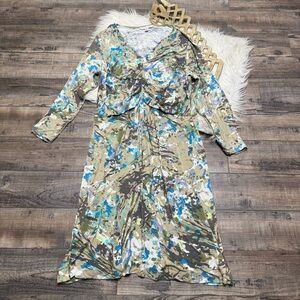 Cabi Floral Print Ruching Gathered Midi Dress 650